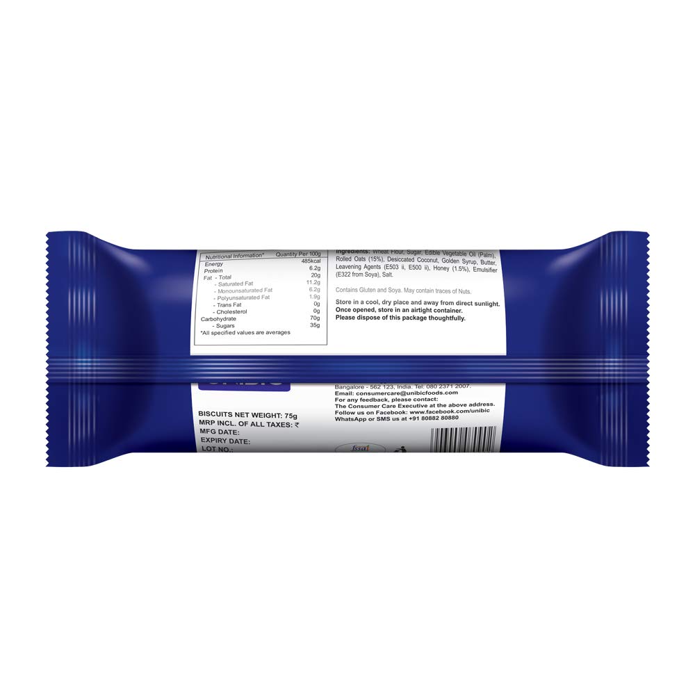 UNIBIC Honey Oatmeal Tiffin pack (810g, Pack of 12)
