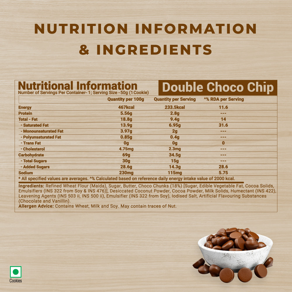 The Cookie Factorie - Double Choco Chip Cookies 300 gm, Pk of 6