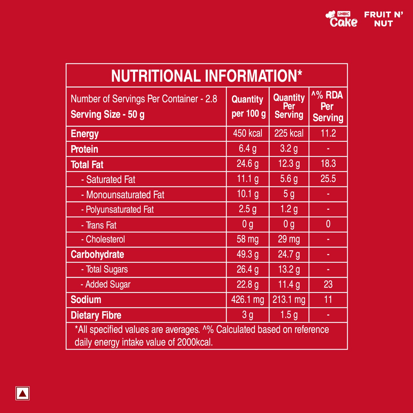 Unibic Cake - Fruit N Nut 140g