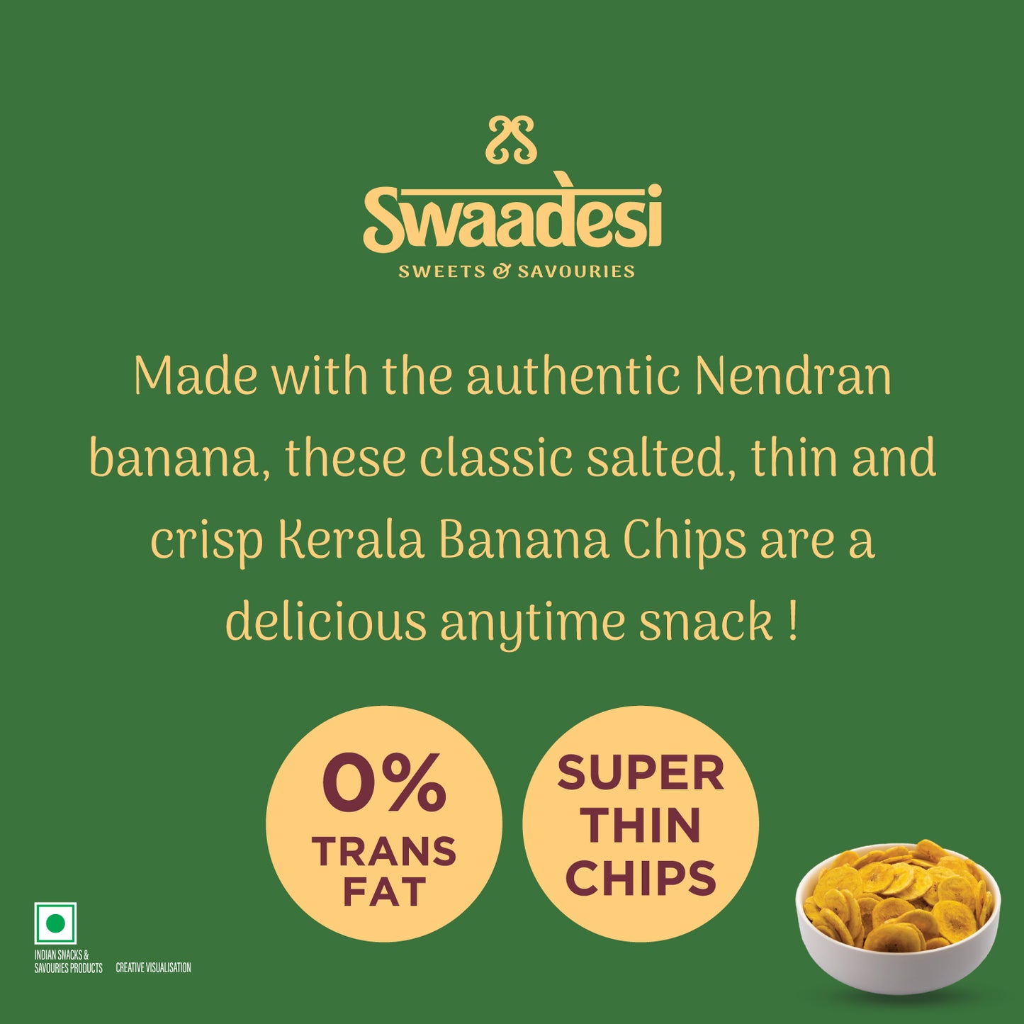 Kerala Banana Chips Classic Salted with NO Palm Oil 110g