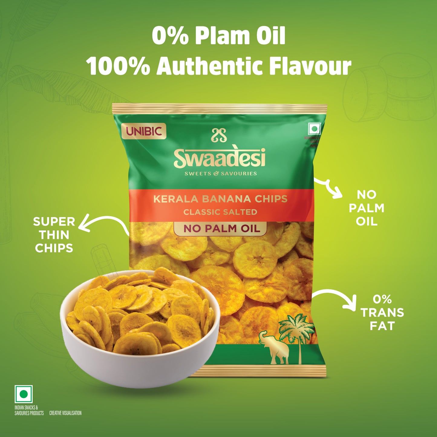 Kerala Banana Chips Classic Salted with NO Palm Oil 110g