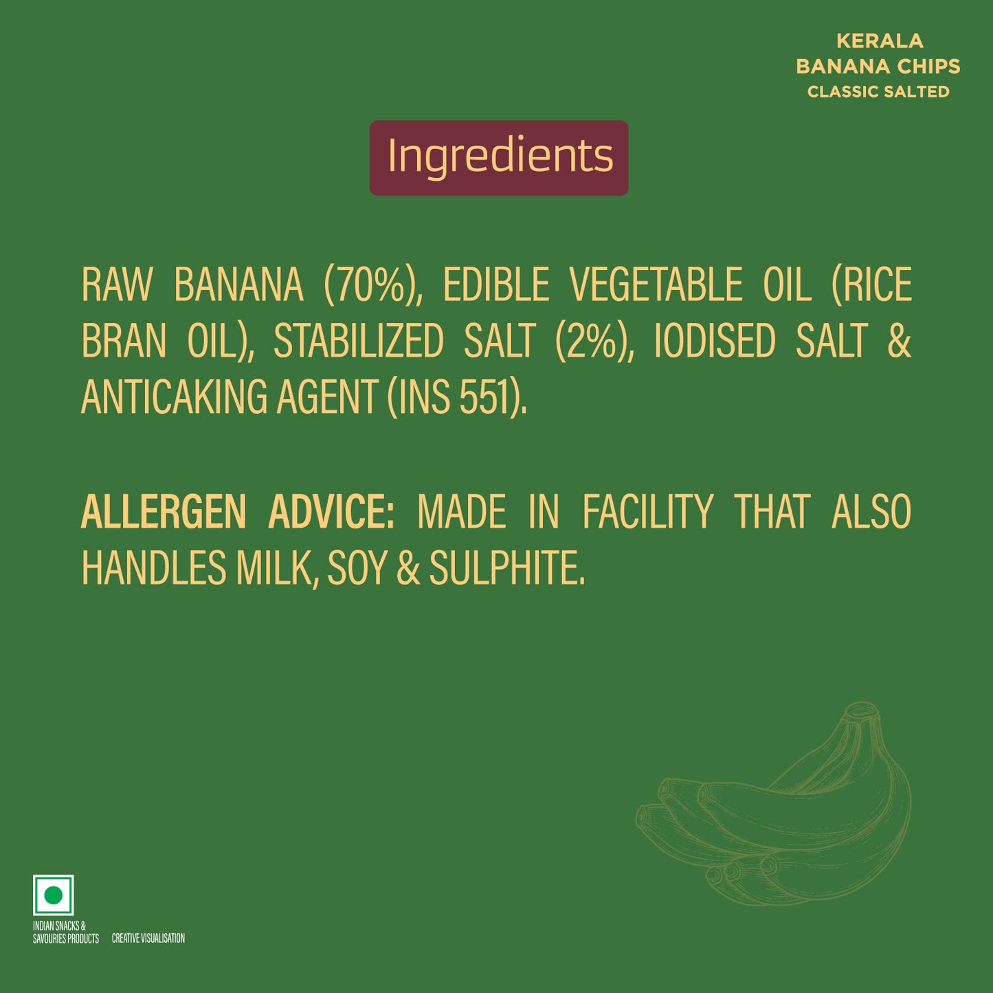 Kerala Banana Chips Classic Salted with NO Palm Oil 110g