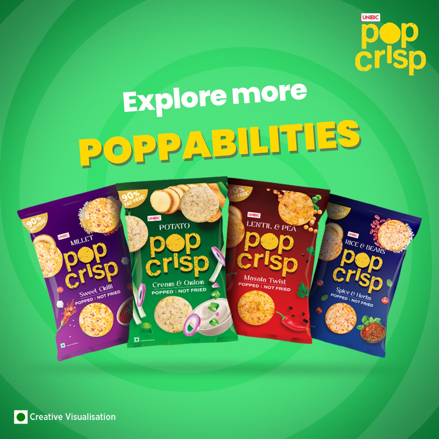 Unibic Potato Pop Crips (Cream & Onion) 40g