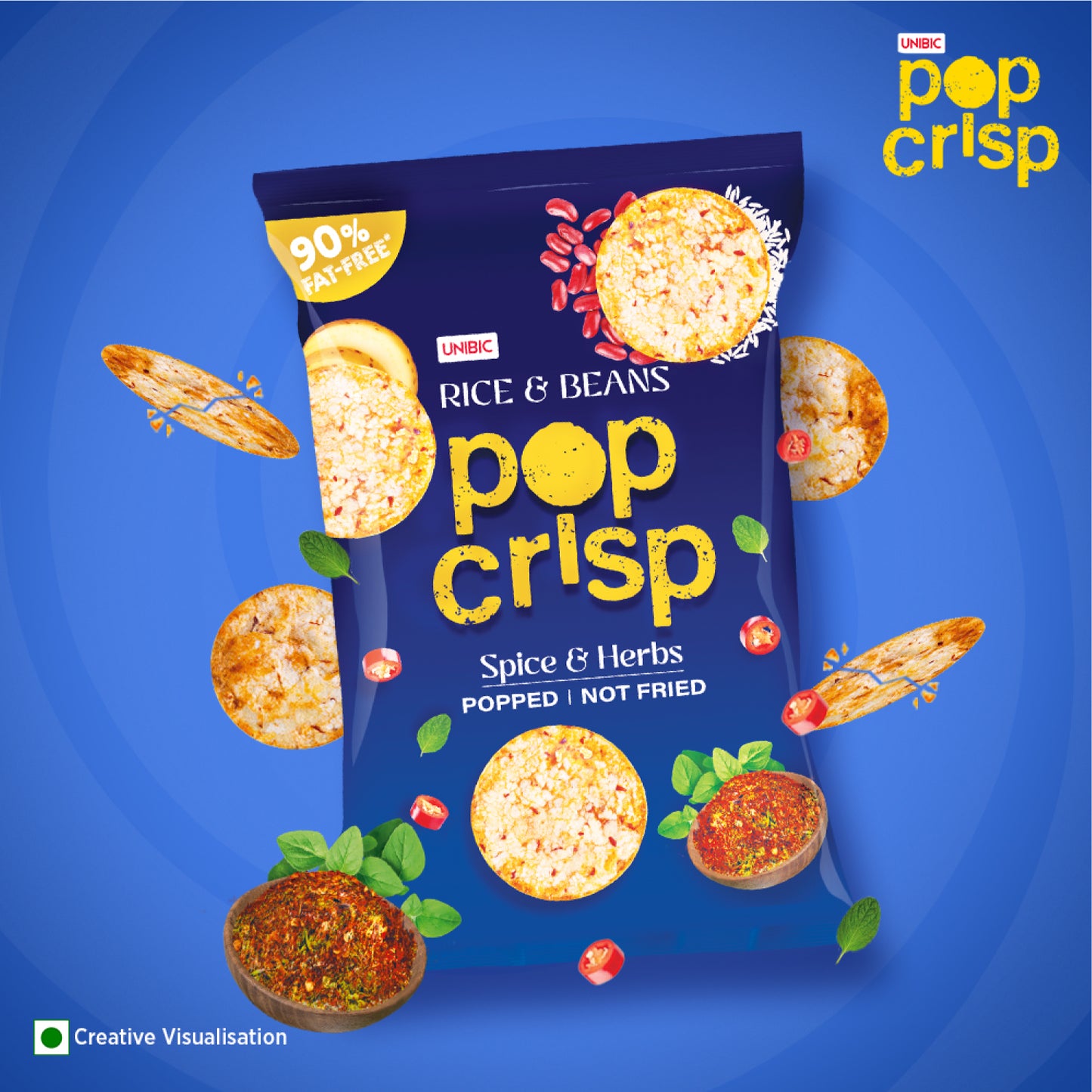 Unibic Rice & Bean Pop Crips (Herb) 40g
