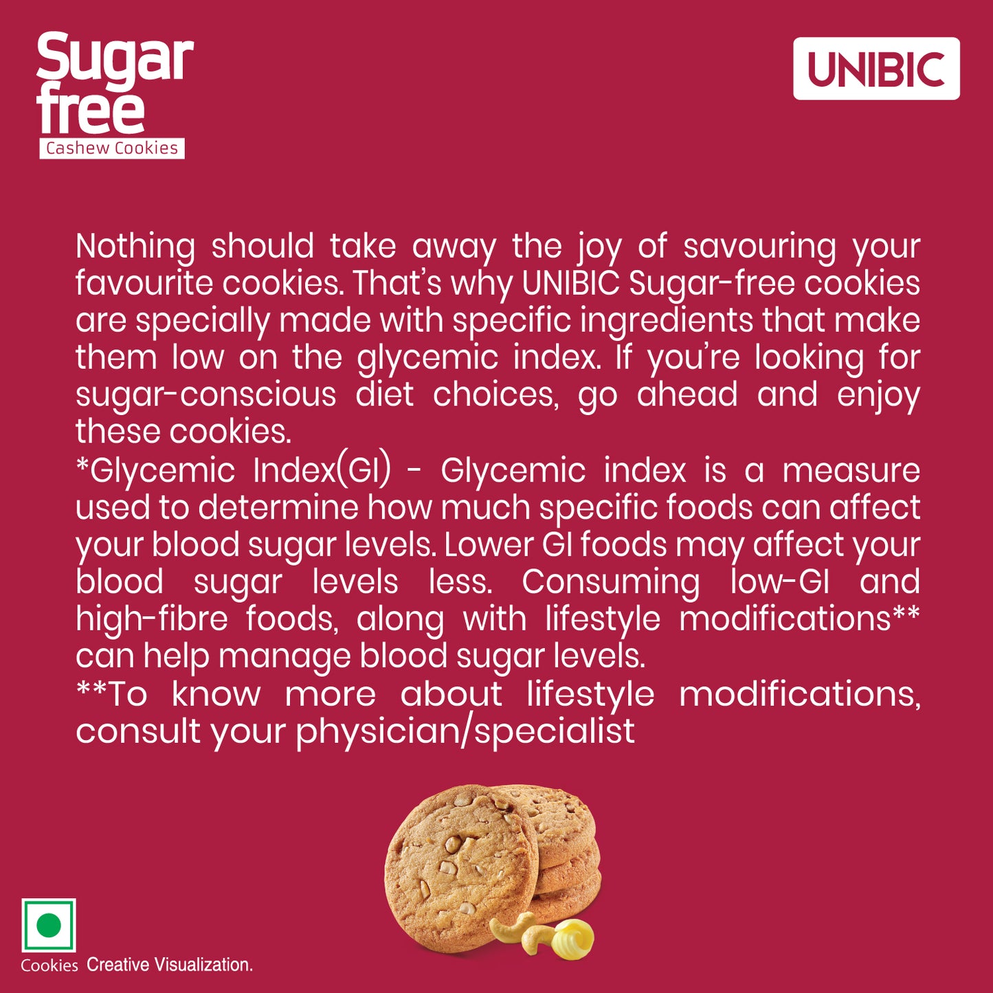 UNIBIC : Sugar Free Cashew Cookies, 67.5g