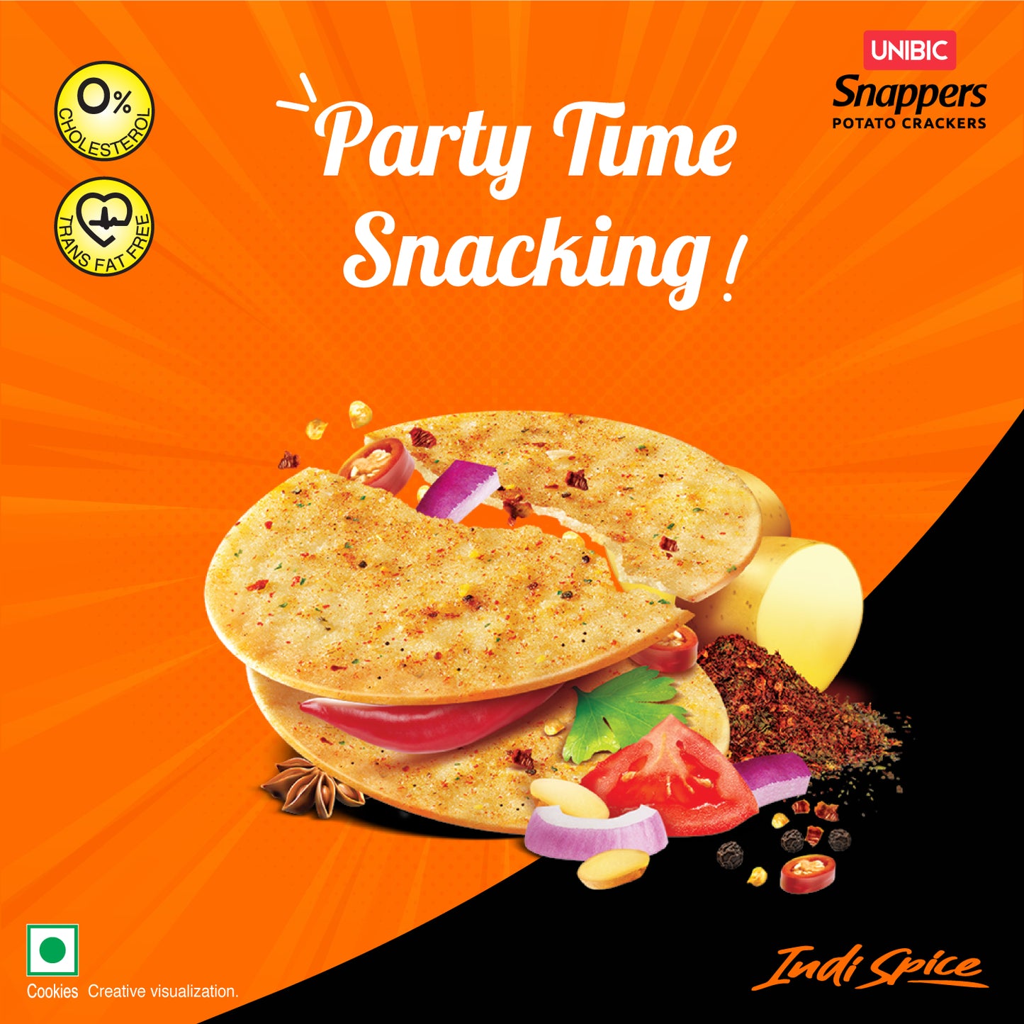 UNIBIC Snappers - Indie Spice Flavored Potato Biscuits, 300g