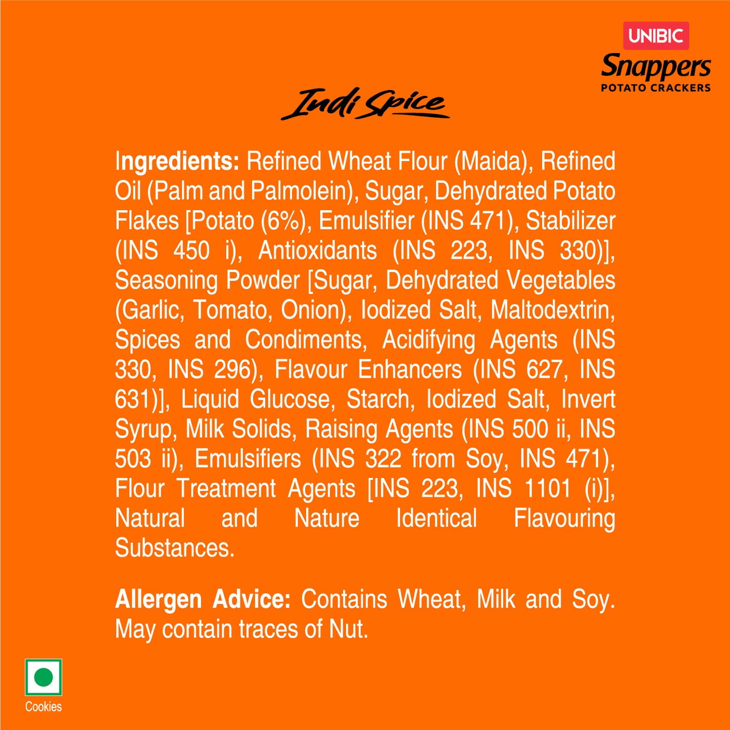 UNIBIC Snappers - Indie Spice Flavored Potato Biscuits, 300g