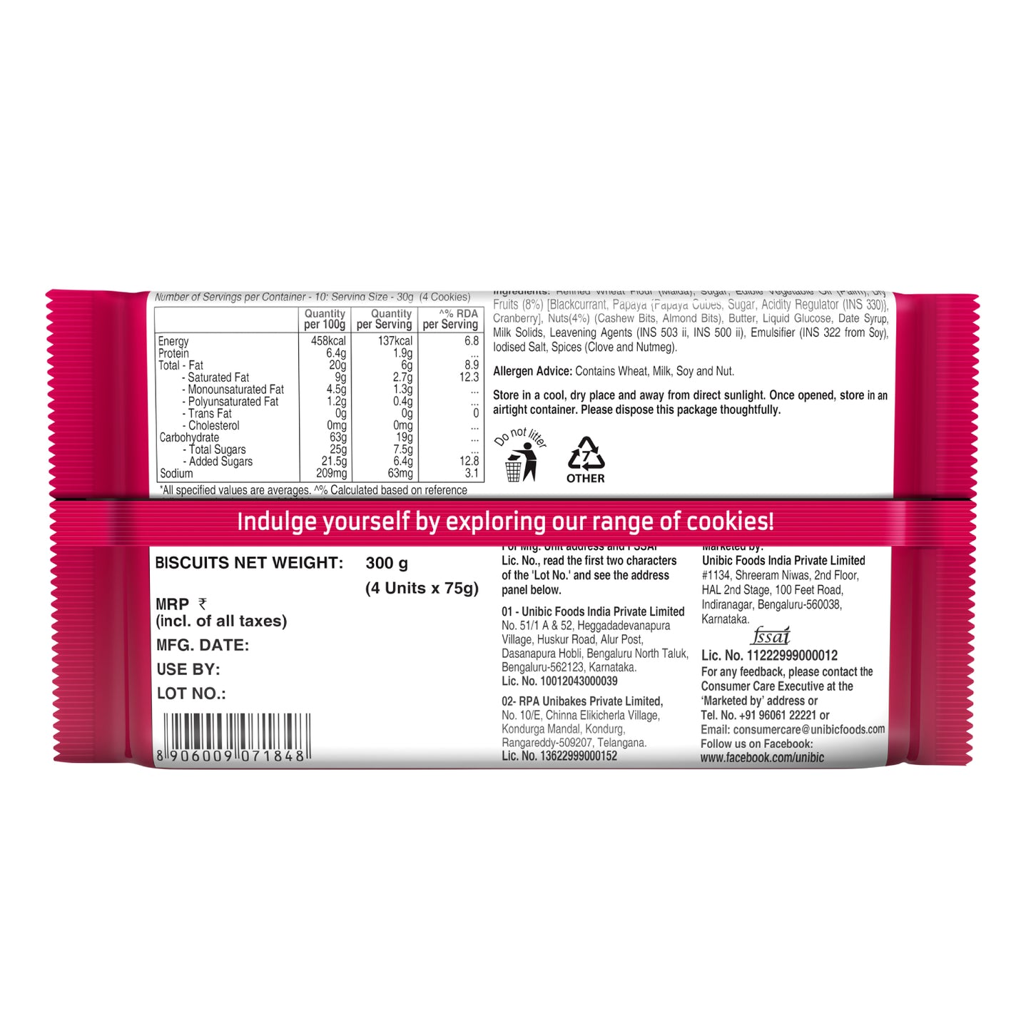 Unibic Fruit & Nut Cookies, 270g