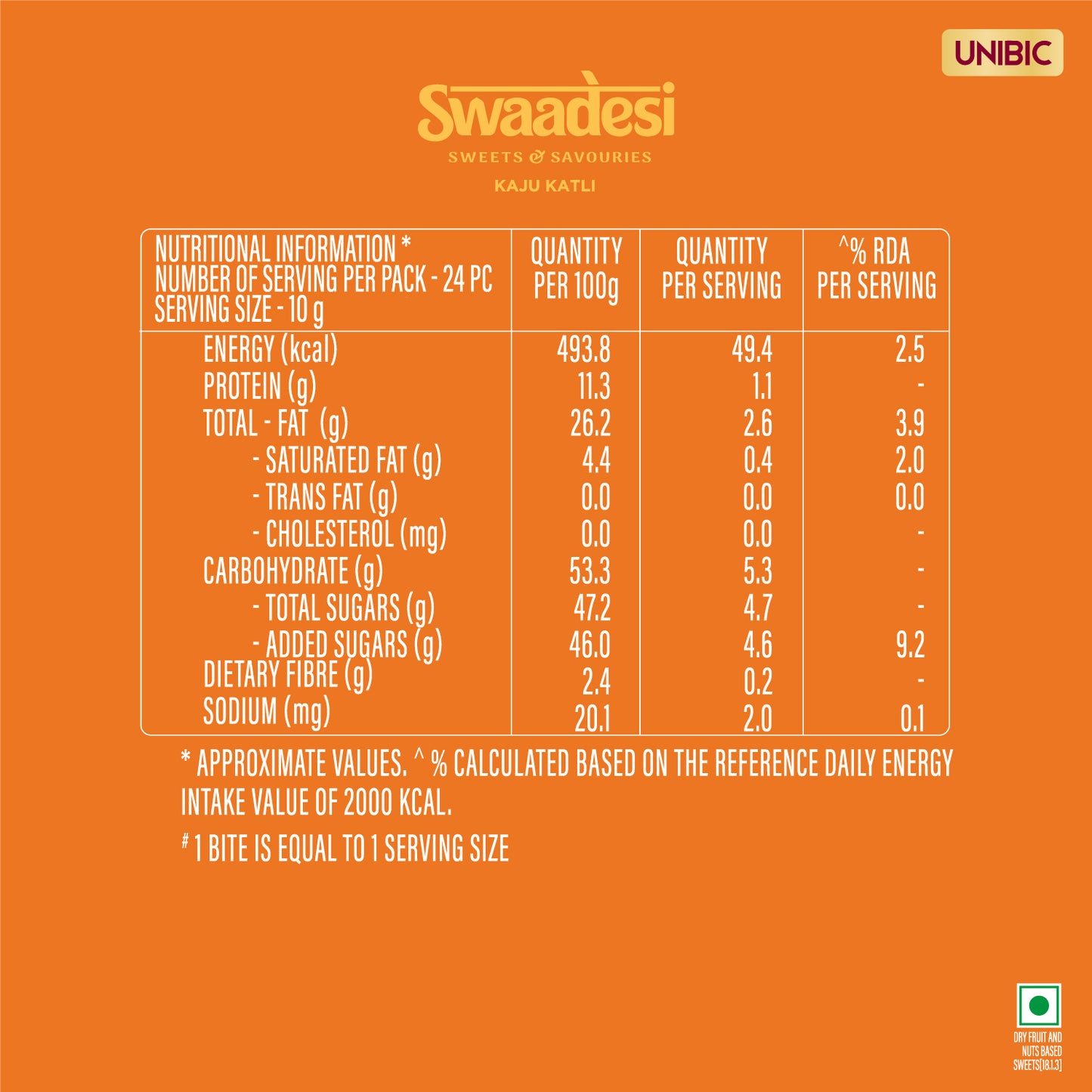 Swaadesi Kaju Katli Tin Pack- 240 grams