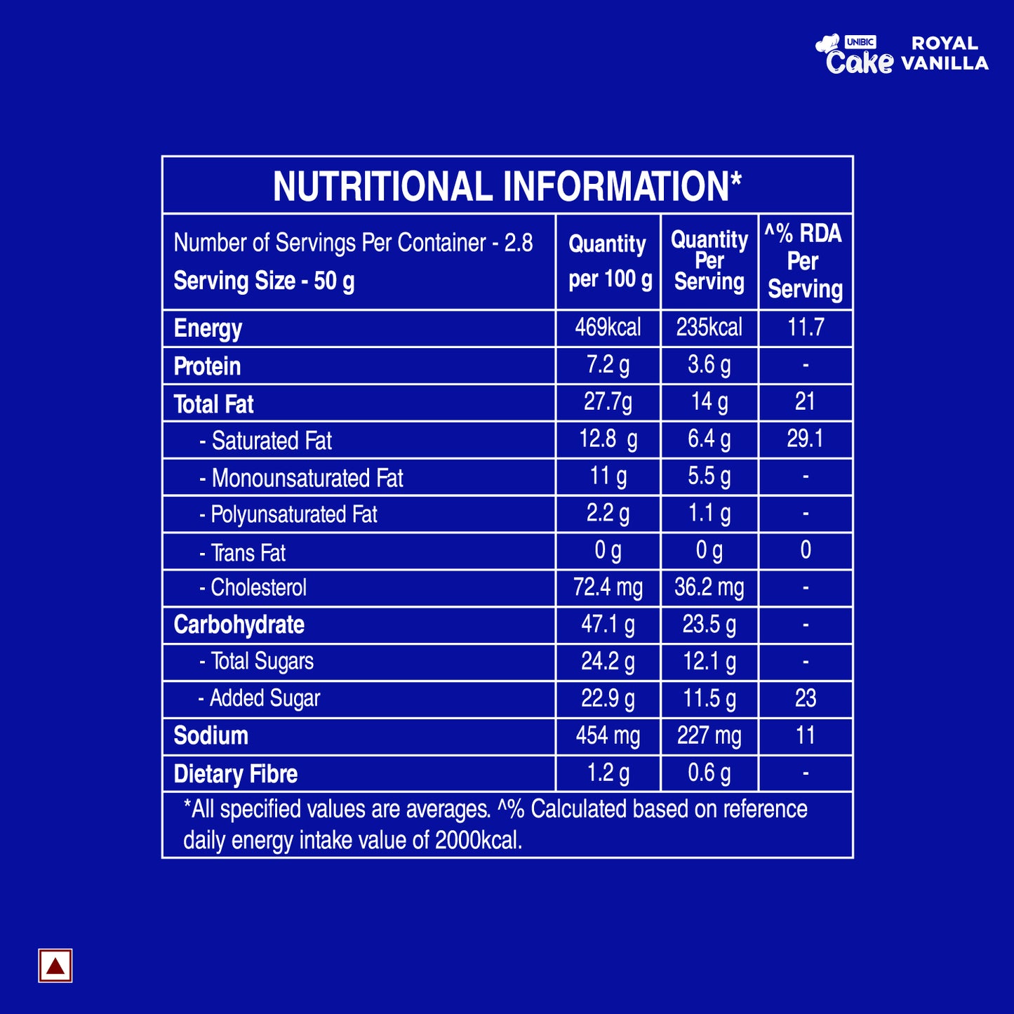 Unibic Cake - Royal Vanilla 140g