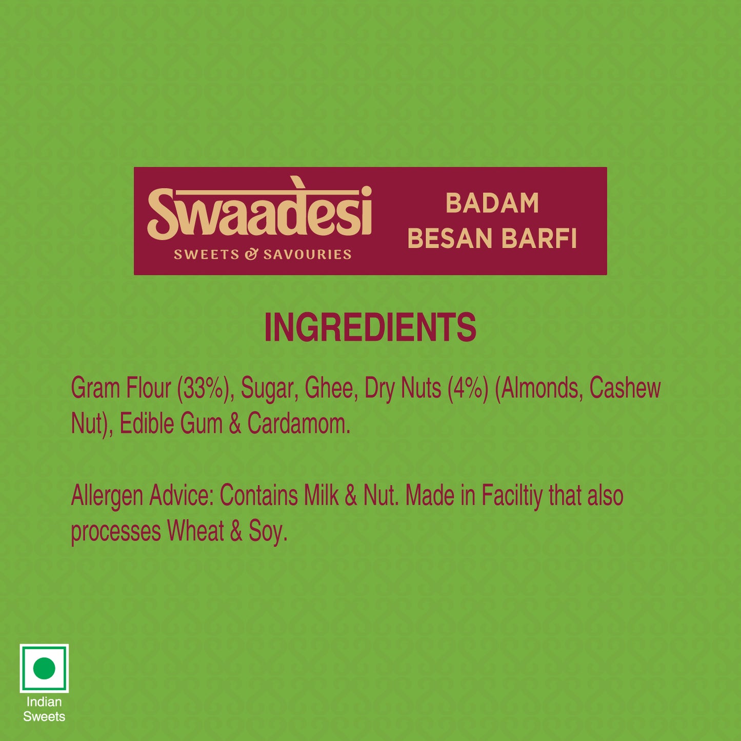 Swaadesi Badam Besan Burfi 70gms