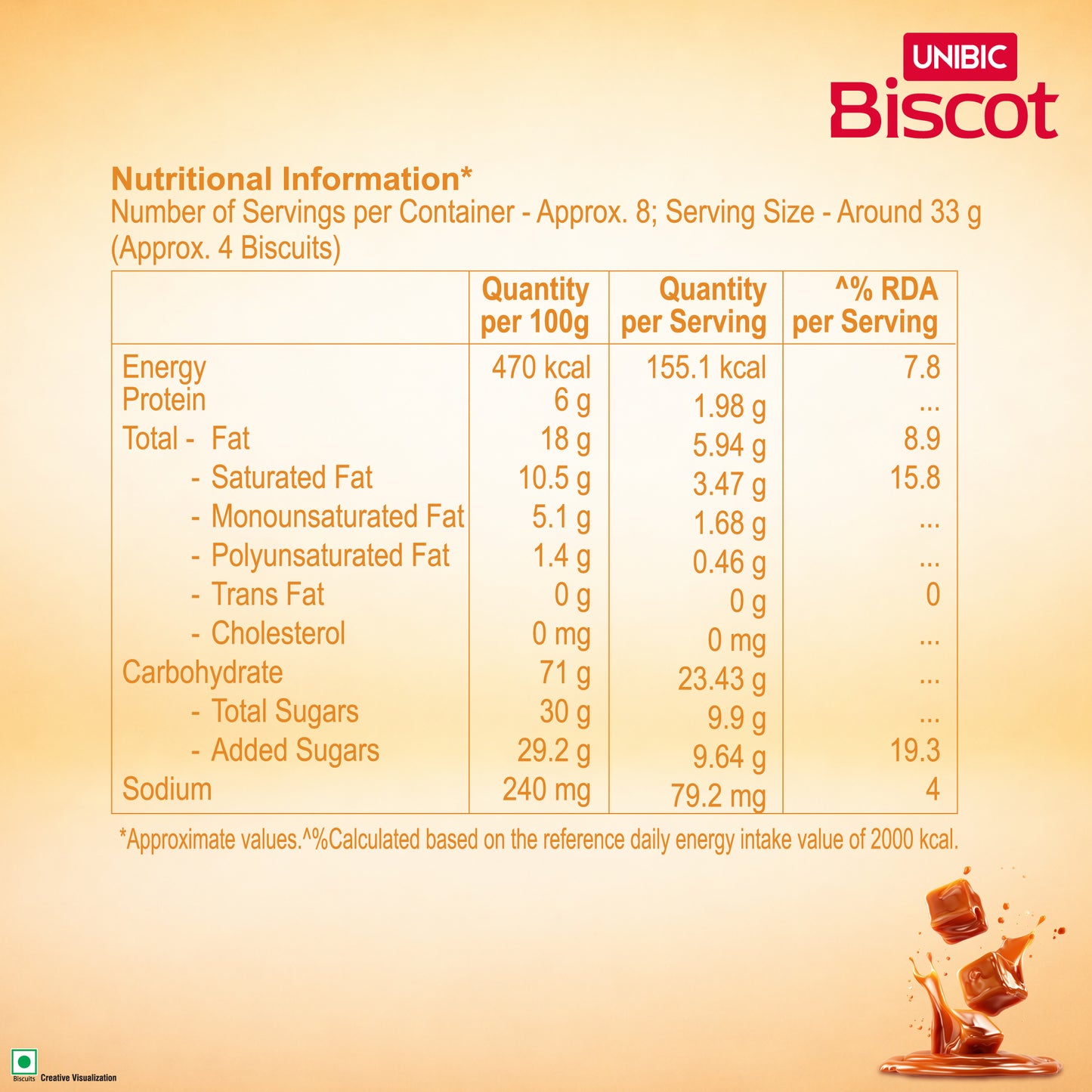 Unibic Biscot - Caramel and Cinnamon Flavor, 250g