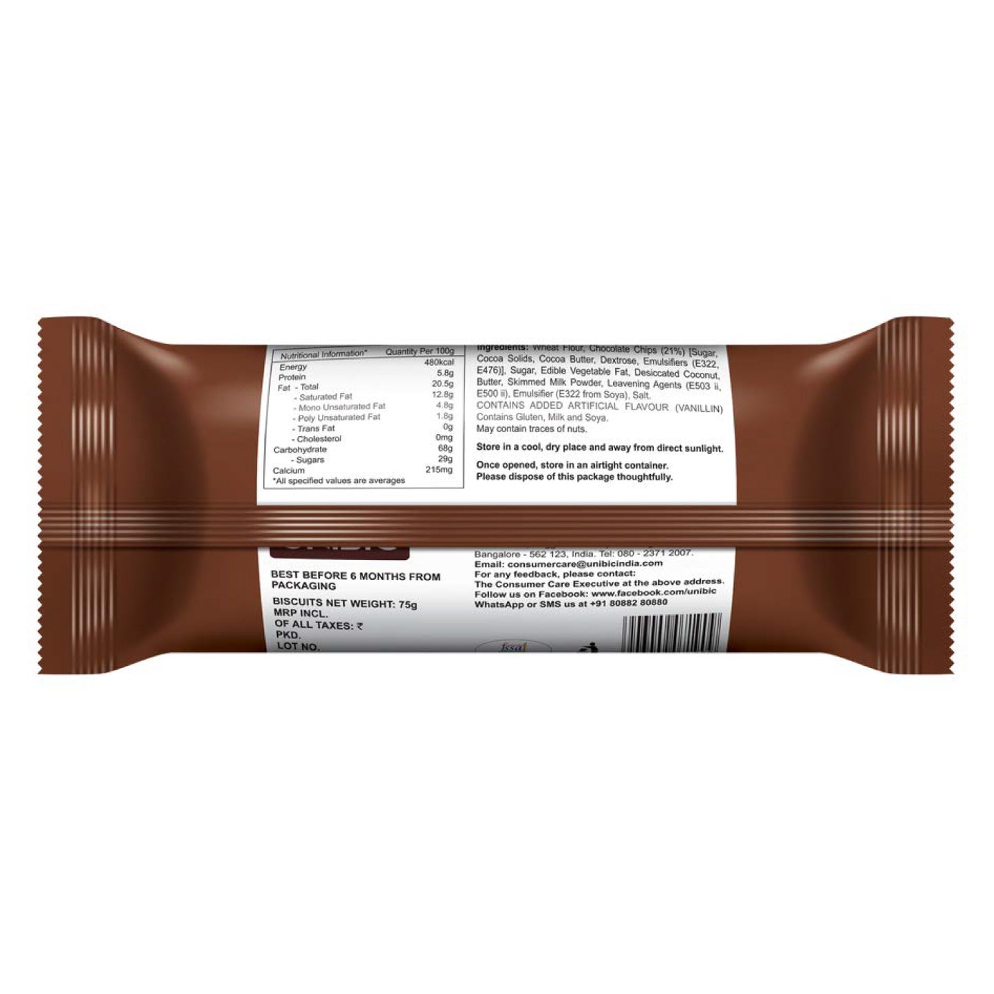 UNIBIC Choco Chip , 67.5G