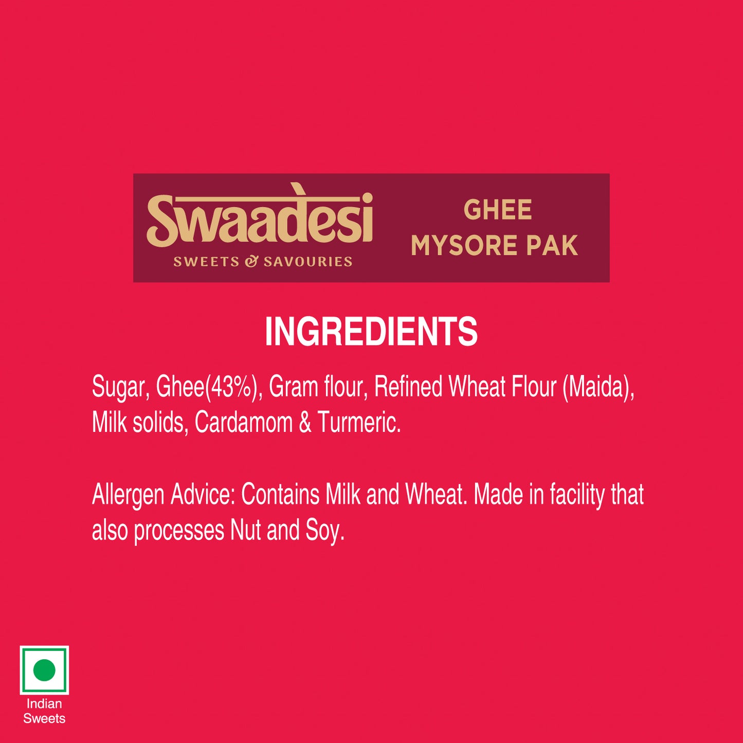 Swaadesi Premium Mysore Pak - 70 Gms