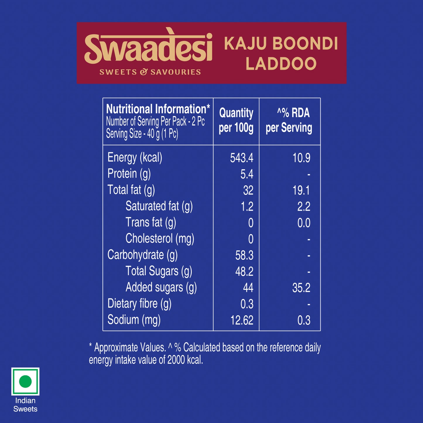 Swaadesi Kaju Boondi Laddoo 70gms