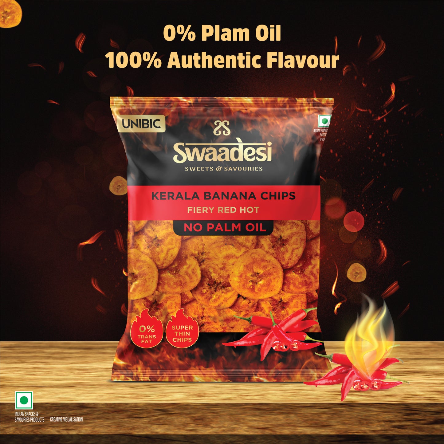 Kerala Banana Chips Fiery Red Hot with No palm Oil 110 gms