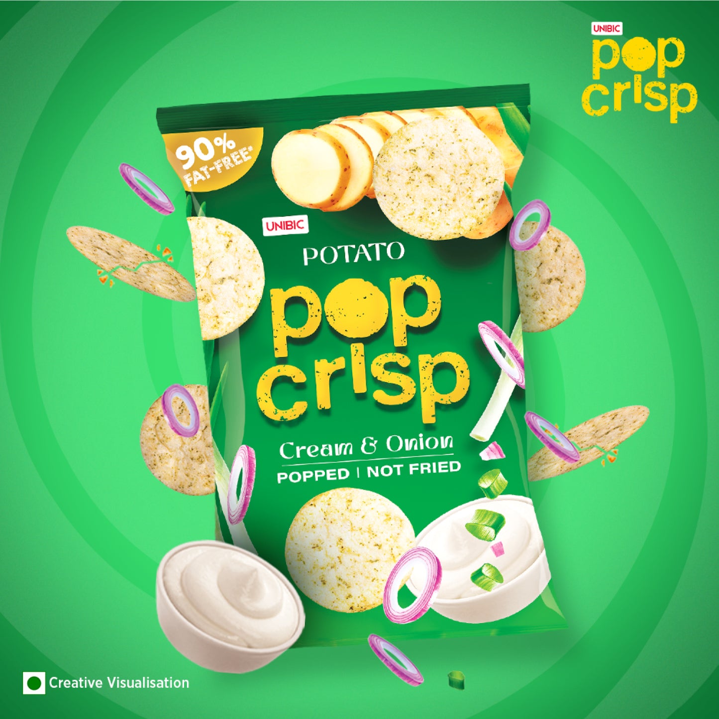 Unibic Potato Pop Crips (Cream & Onion) 80g