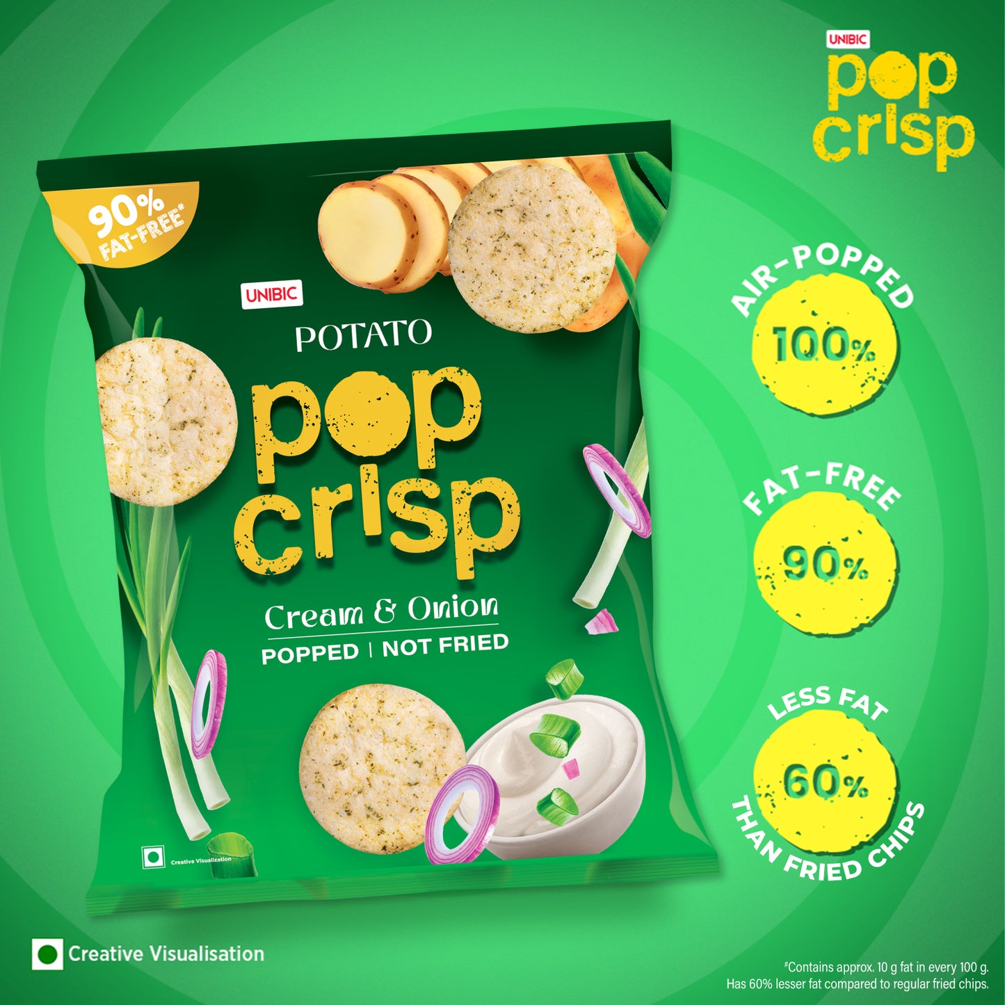 Unibic Potato Pop Crips (Cream & Onion) 80g
