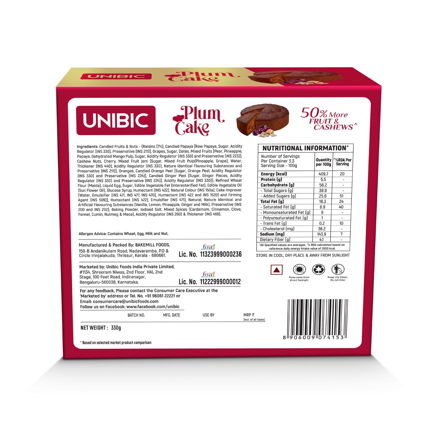 Chocolate Pound Cake 100 grams Nutrition Label - Truthful Food