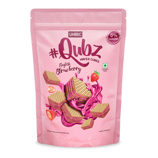 Unibic Qubz Strawberry Wafer 0% Maida 120g