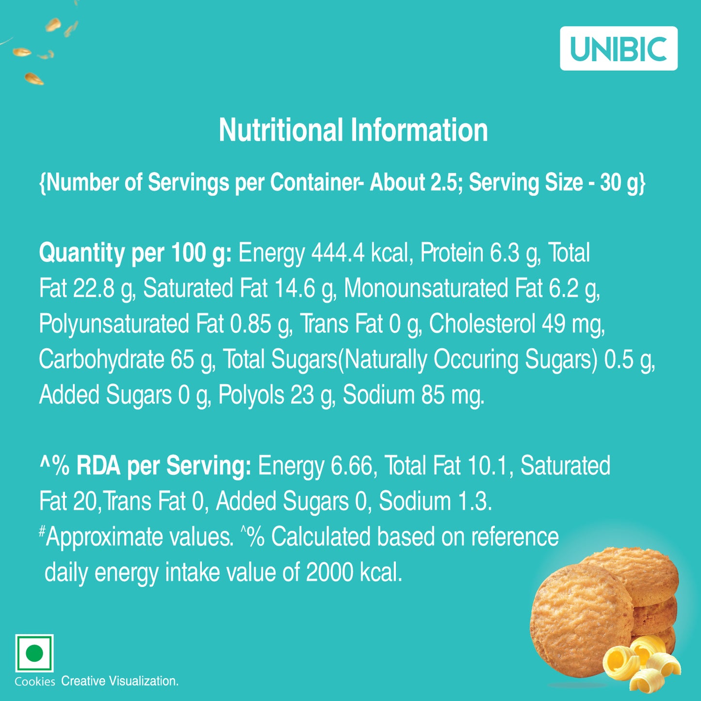 UNIBIC : Sugar Free Butter Cookies, 75g