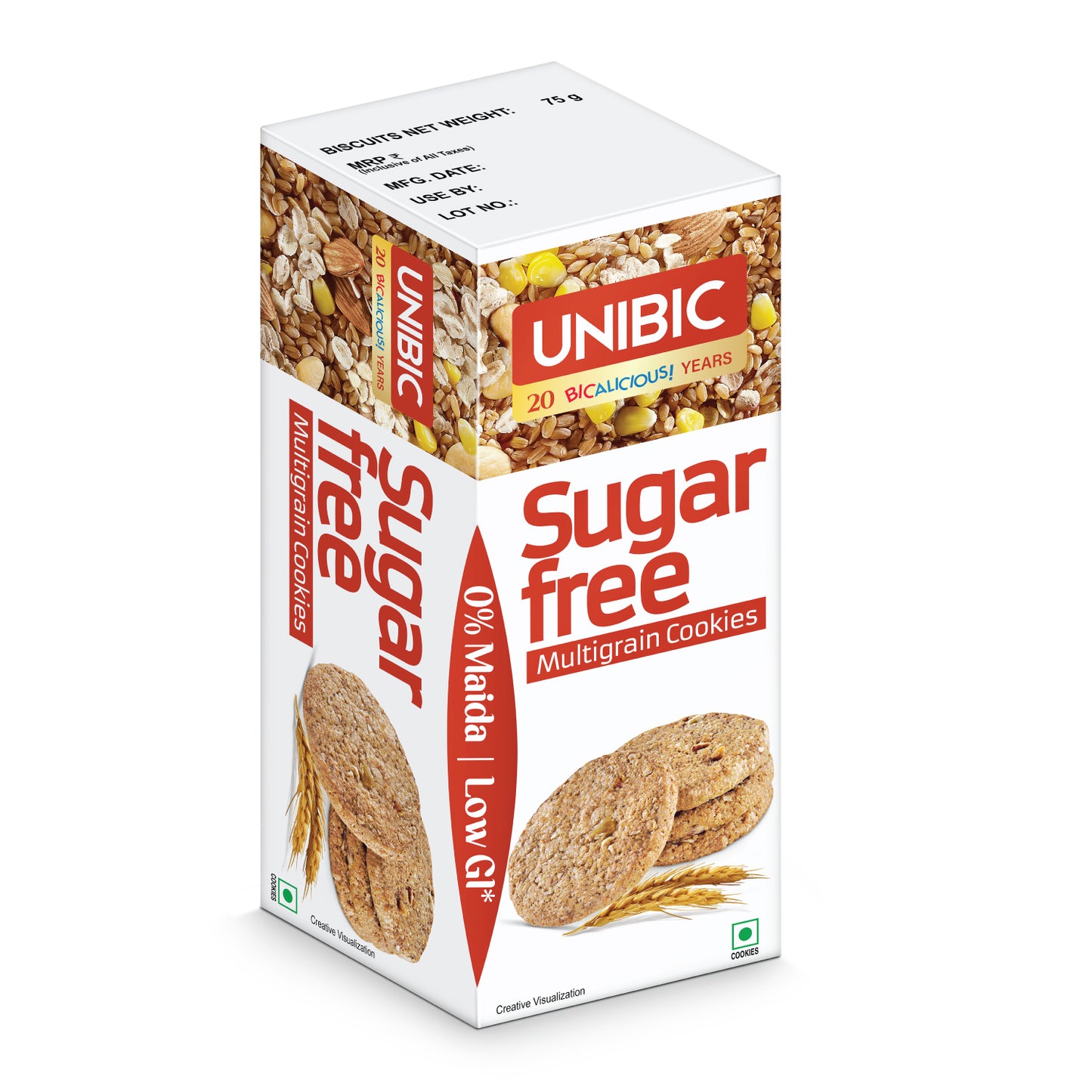 UNIBIC : Sugar Free Multigrain Cookies, 75g