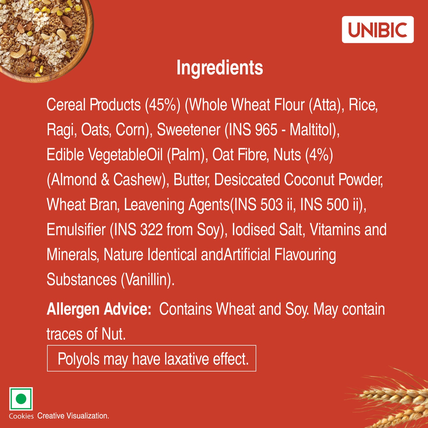 UNIBIC : Sugar Free Multigrain Cookies, 75g