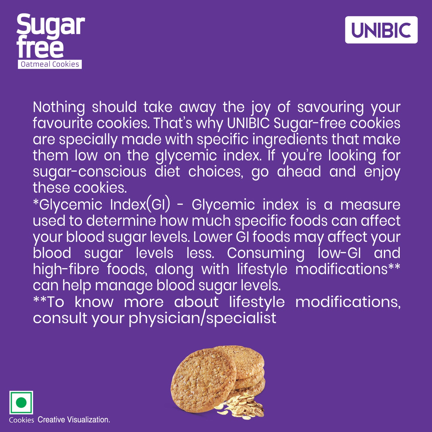 UNIBIC : Sugar Free Oatmeal Cookies, 75g