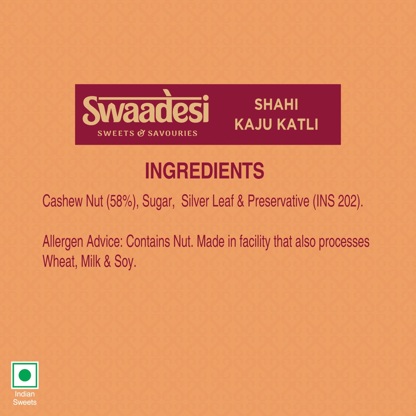 Swaadesi Shahi Kaju Katli 80gms