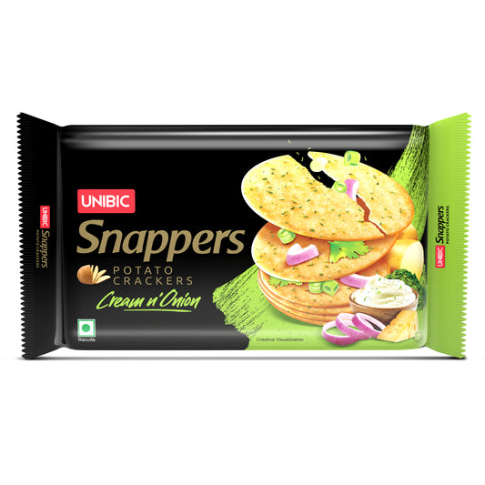 UNIBIC Snappers - Cream N' Onion Flavored Potato Biscuits, 300g
