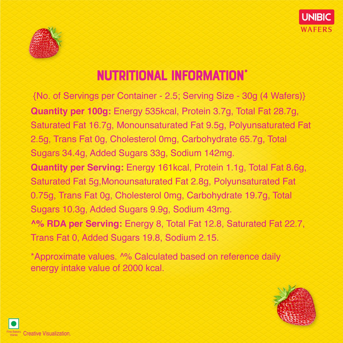 Unibic Yummy Strawberry Wafers - 75gm