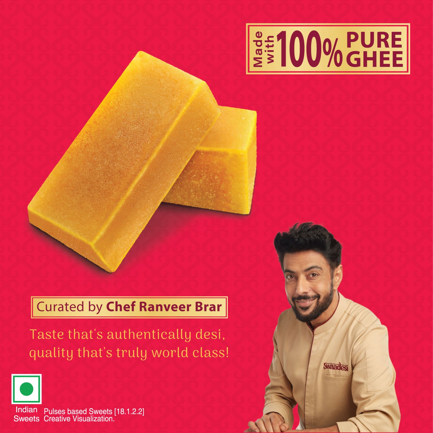 Swaadesi Premium Mysore Pak - 280 grams (Indian Sweet Made with 100% Pure Ghee)