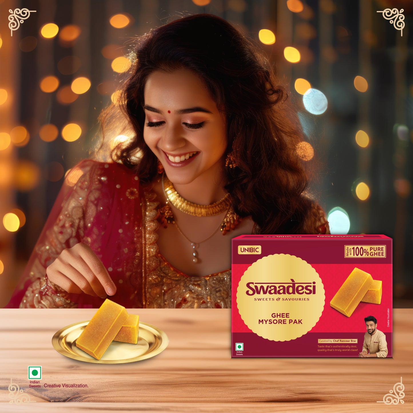 Swaadesi Premium Mysore Pak - 280 grams (Indian Sweet Made with 100% Pure Ghee)